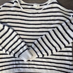 Blu Pepper Black and White Striped Sweater